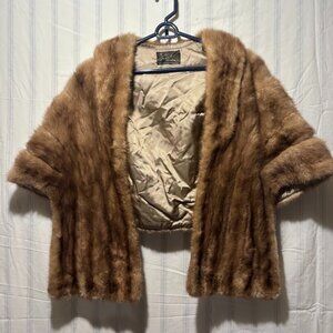 Autumn Haze Reed Furs EMBA Natural Brown Mink Fur Stole Cape Wrap Vintage